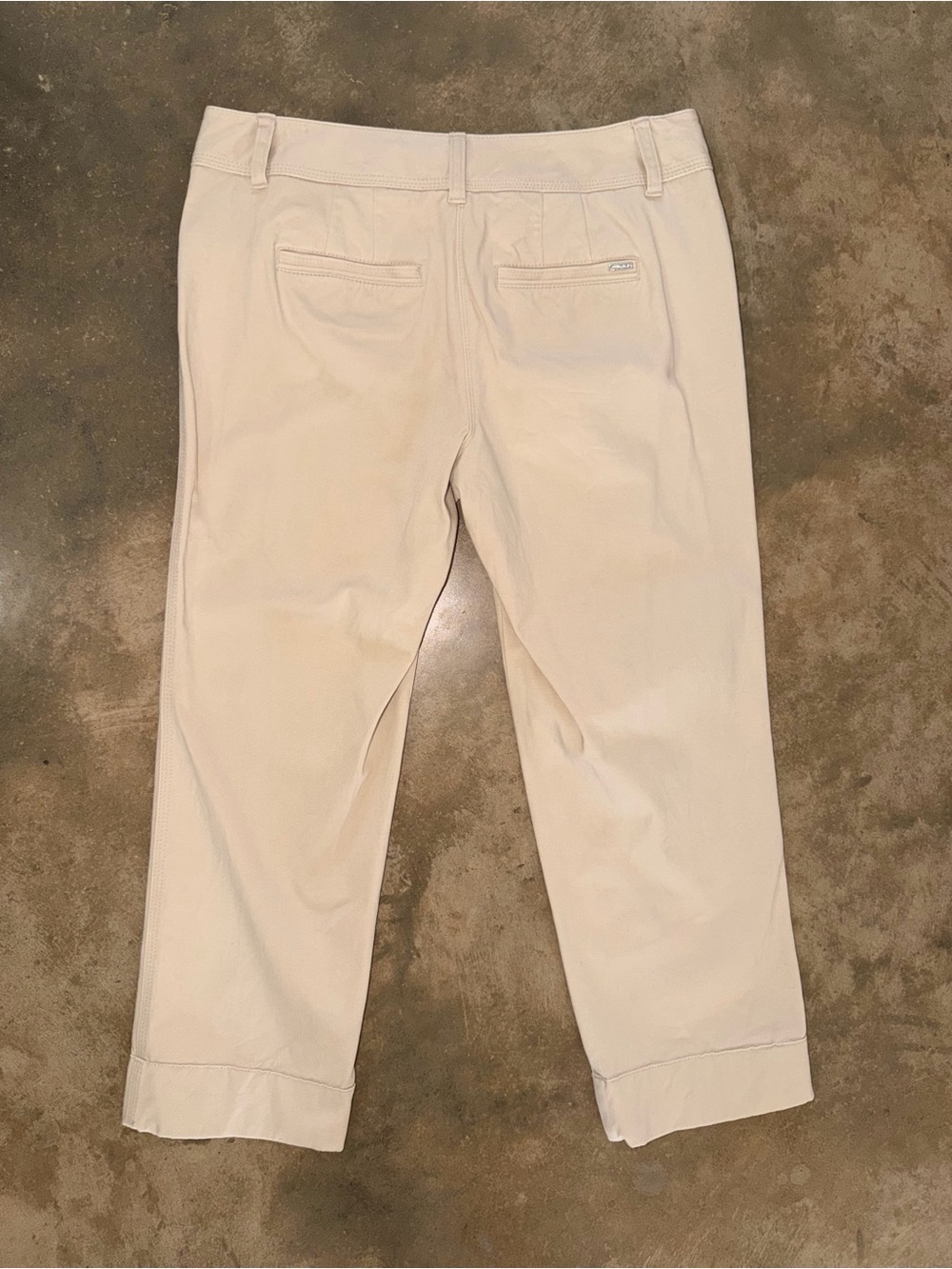 White House Black Market Slim Crop Pants Khaki Stretch Cotton Size 4 - Picture 2 of 11